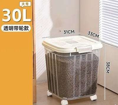 Cat food storage bucket, dog food sealed bucket, cat pet moisture-proof storage bucket, household snacks freeze-dried food store