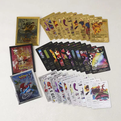 Golden cards Pokemon Pikachu VMAX GX EX V, silver cards, English, Spanish, Charizard Arceus, Collection Rare Pokémon, cards 