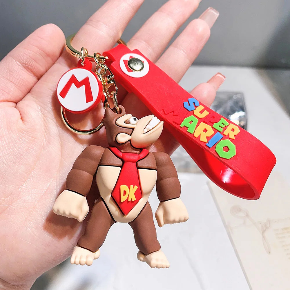 Super Mario Keychain Mario Bros Luigi Toad Yoshi Bowser Action Figure Model AccesoriosPVC Cartoon Bag Doll Pendant Toys Gift 