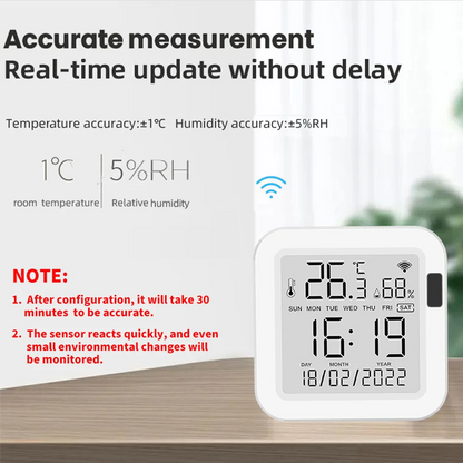 Tuya Temperature and Humidity Smart Sensor With Backlight for Smart Home var WiFi SmartLife Work with Alexa Google Assistant 