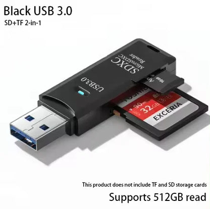 2-in-1 Multi Functional USB 3.0 Card ReaderMicro SD TFMemoryCardReaderUSBFlashDrive CardreaderAdapter For PCLaptops Accessories 