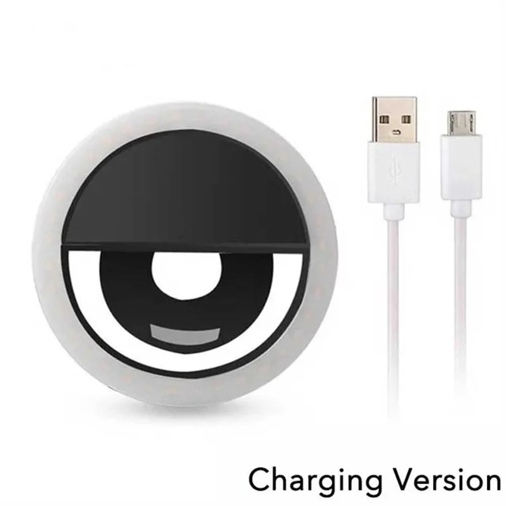 Portable USB Charge Phone Lens Lamp Led Selfie Ring Light Mobile Phone Live Broadcast Video Selfie Fill Light For All Smartphone