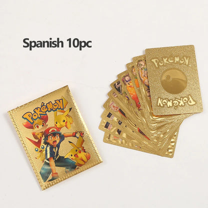 Golden cards Pokemon Pikachu VMAX GX EX V, silver cards, English, Spanish, Charizard Arceus, Collection Rare Pokémon, cards 