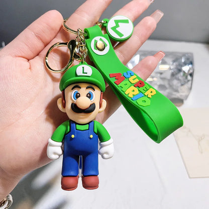 Super Mario Keychain Mario Bros Luigi Toad Yoshi Bowser Action Figure Model AccesoriosPVC Cartoon Bag Doll Pendant Toys Gift 