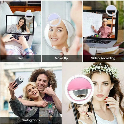 USB Charge LED Selfie Fill Light Led Selfie Ring Light Mobile Phone Live Broadcast Video LED Selfie Ring Lamp For All Smartphone