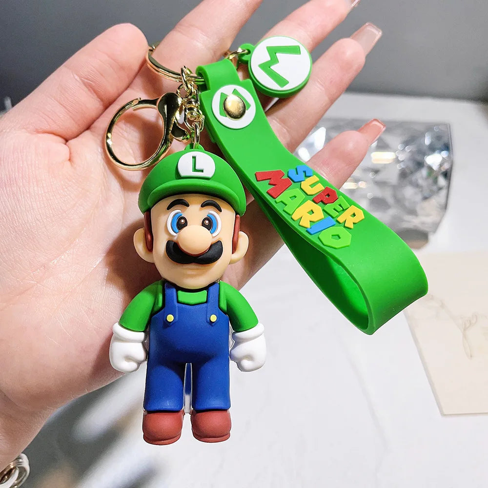 Super Mario Keychain Mario Bros Luigi Toad Yoshi Bowser Action Figure Model AccesoriosPVC Cartoon Bag Doll Pendant Toys Gift 
