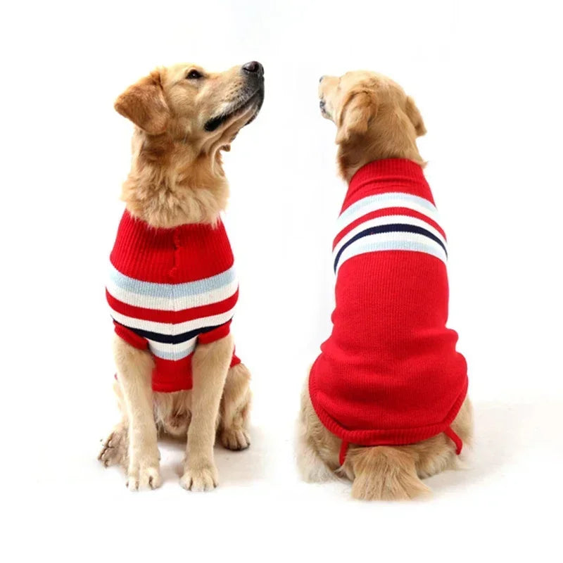 Dog Stripes Sweaters Winter Knitting Pet Sweater for Medium Large Dogs Christmas Elk Big Dog Clothes Labrador Pullovers Costume 