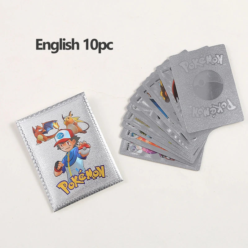 Golden cards Pokemon Pikachu VMAX GX EX V, silver cards, English, Spanish, Charizard Arceus, Collection Rare Pokémon, cards 