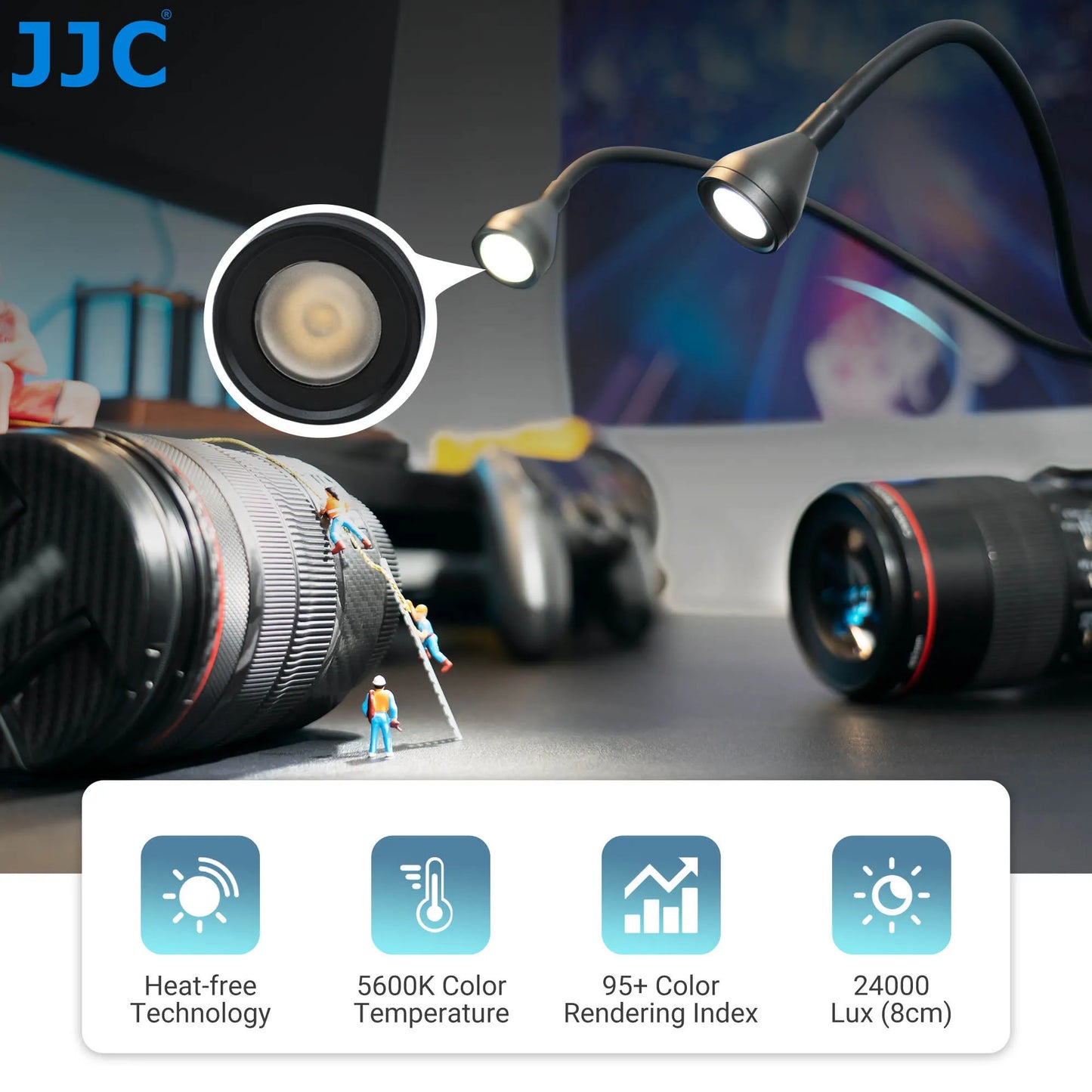 JJC LED Macro Arm Light with 10 Level Ajustable Brightness Macro Photography Lighting for Canon Nikon Sony Olympus Fujifilm DSLR