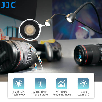 JJC LED Macro Arm Light with 10 Level Ajustable Brightness Macro Photography Lighting for Canon Nikon Sony Olympus Fujifilm DSLR