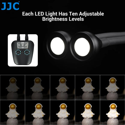 JJC LED Macro Arm Light with 10 Level Ajustable Brightness Macro Photography Lighting for Canon Nikon Sony Olympus Fujifilm DSLR
