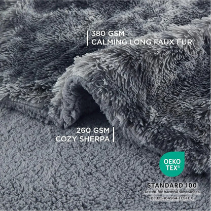 Waterproof Dog Blankets for Large Dogs - Cat Blanket for Couch Protector Washable Long Faux Fur,Calming Soft Reversible Throw F 