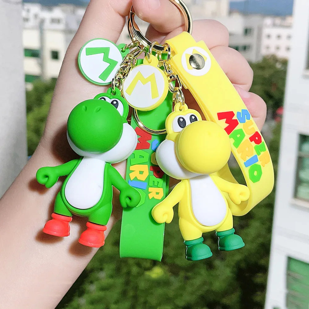 Super Mario Keychain Mario Bros Luigi Toad Yoshi Bowser Action Figure Model AccesoriosPVC Cartoon Bag Doll Pendant Toys Gift 