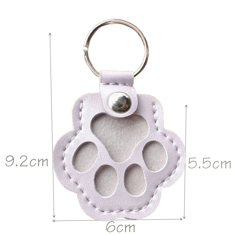 Pet Hair Memorial Keychain PU Leather Keepsake Locket for Cat Dog Fur Pet Hair Storage Pendant Handbag Hanging Accessories 