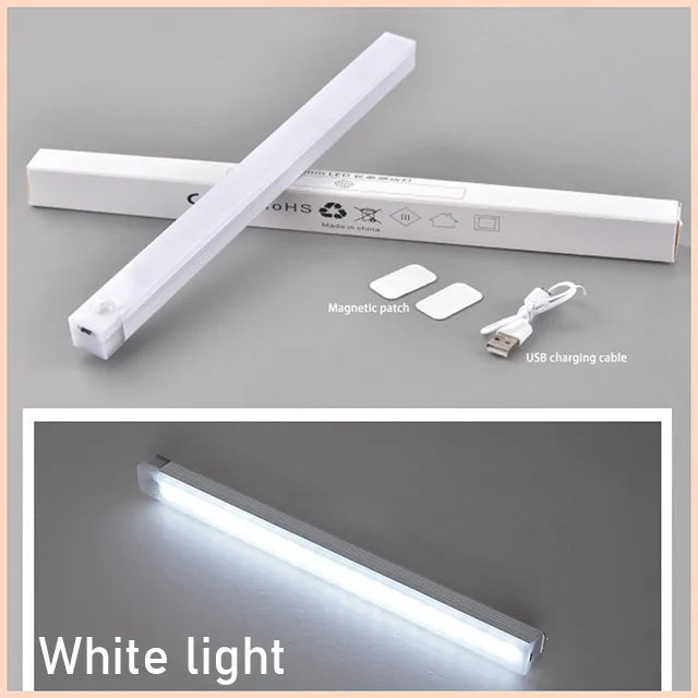 Cabinet Light USB Rechargeable Motion Sensor LED Bar Light Induction Night Light Portable for Kitchen Bedside Wardrobe Closet 