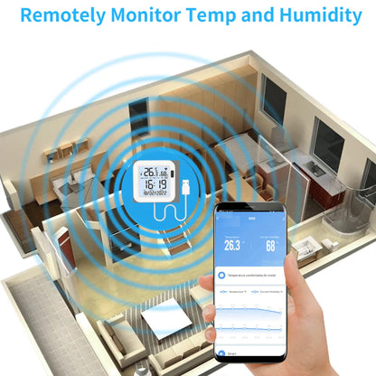 Tuya Temperature and Humidity Smart Sensor With Backlight for Smart Home var WiFi SmartLife Work with Alexa Google Assistant 