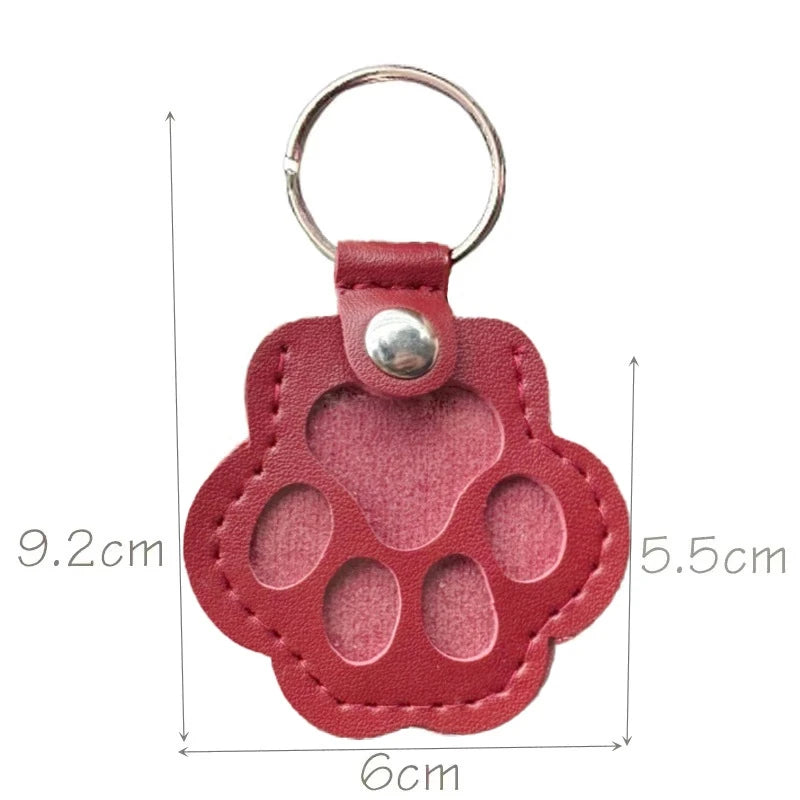 Pet Hair Memorial Keychain PU Leather Keepsake Locket for Cat Dog Fur Pet Hair Storage Pendant Handbag Hanging Accessories 