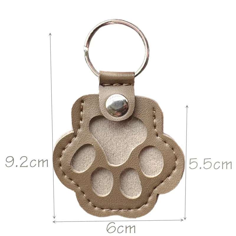 Pet Hair Memorial Keychain PU Leather Keepsake Locket for Cat Dog Fur Pet Hair Storage Pendant Handbag Hanging Accessories 