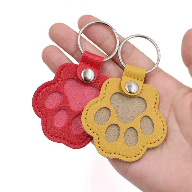 Pet Hair Memorial Keychain PU Leather Keepsake Locket for Cat Dog Fur Pet Hair Storage Pendant Handbag Hanging Accessories 