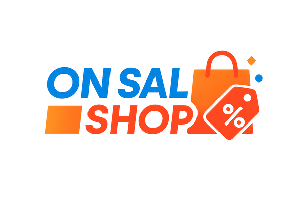 creami un logo con la scritta on sale shop in stile moderno accattivante per i clienti scrivilo in orizzontale