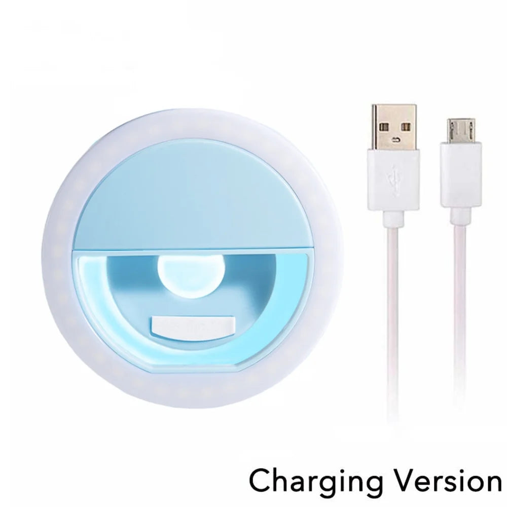 Portable USB Charge Phone Lens Lamp Led Selfie Ring Light Mobile Phone Live Broadcast Video Selfie Fill Light For All Smartphone
