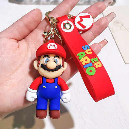 Super Mario Keychain Mario Bros Luigi Toad Yoshi Bowser Action Figure Model AccesoriosPVC Cartoon Bag Doll Pendant Toys Gift 