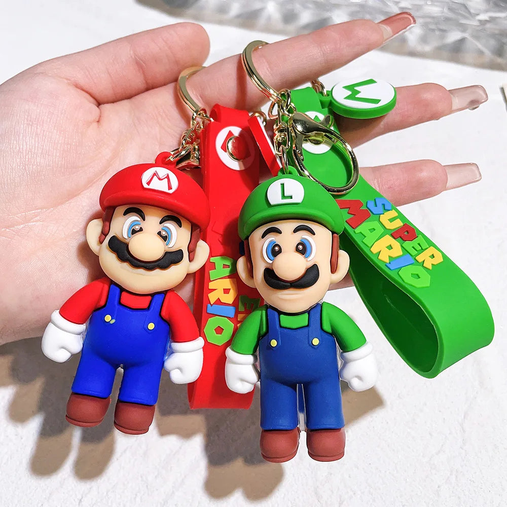 Super Mario Keychain Mario Bros Luigi Toad Yoshi Bowser Action Figure Model AccesoriosPVC Cartoon Bag Doll Pendant Toys Gift 