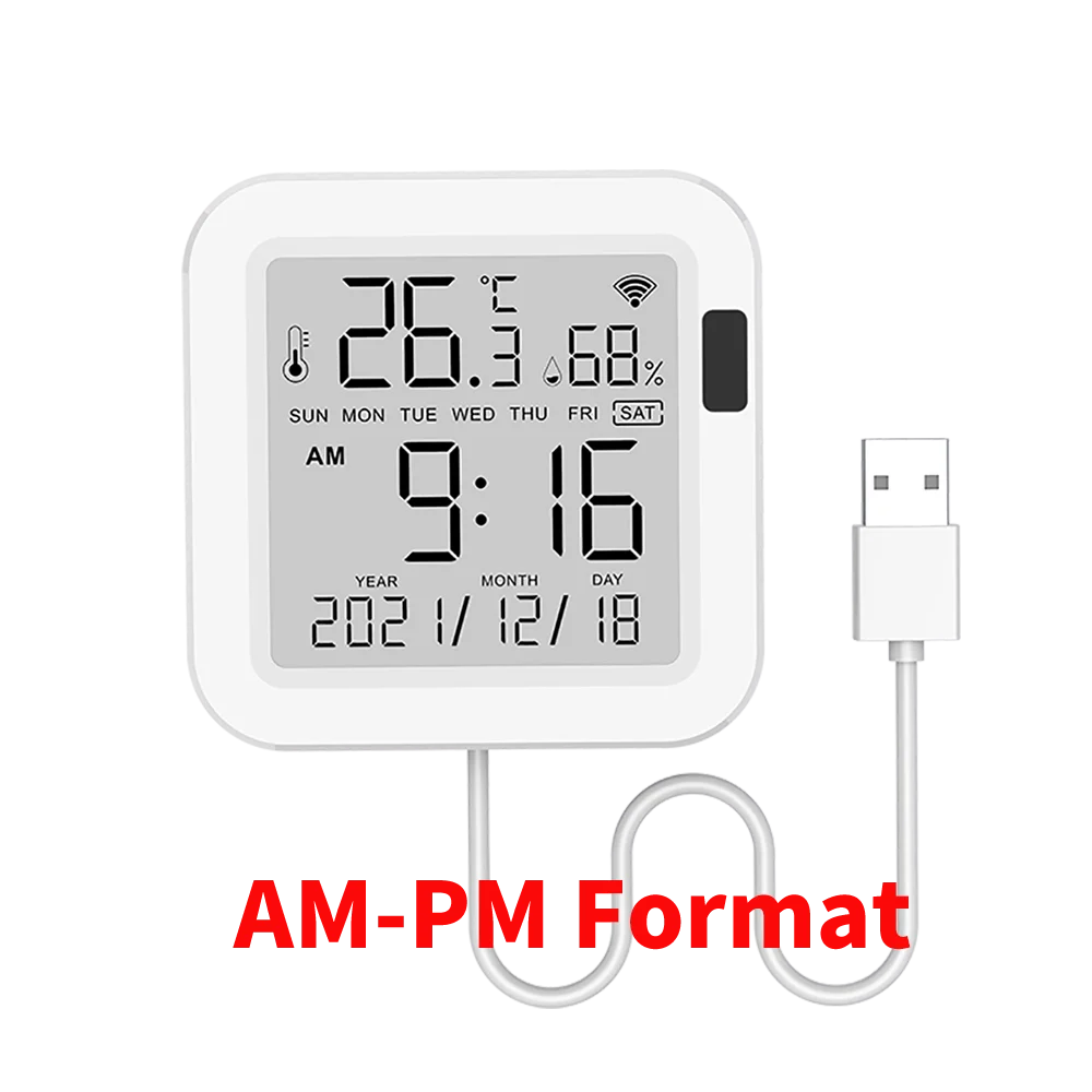 Tuya Temperature and Humidity Smart Sensor With Backlight for Smart Home var WiFi SmartLife Work with Alexa Google Assistant 