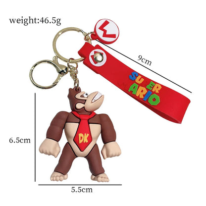Super Mario Keychain Mario Bros Luigi Toad Yoshi Bowser Action Figure Model AccesoriosPVC Cartoon Bag Doll Pendant Toys Gift 