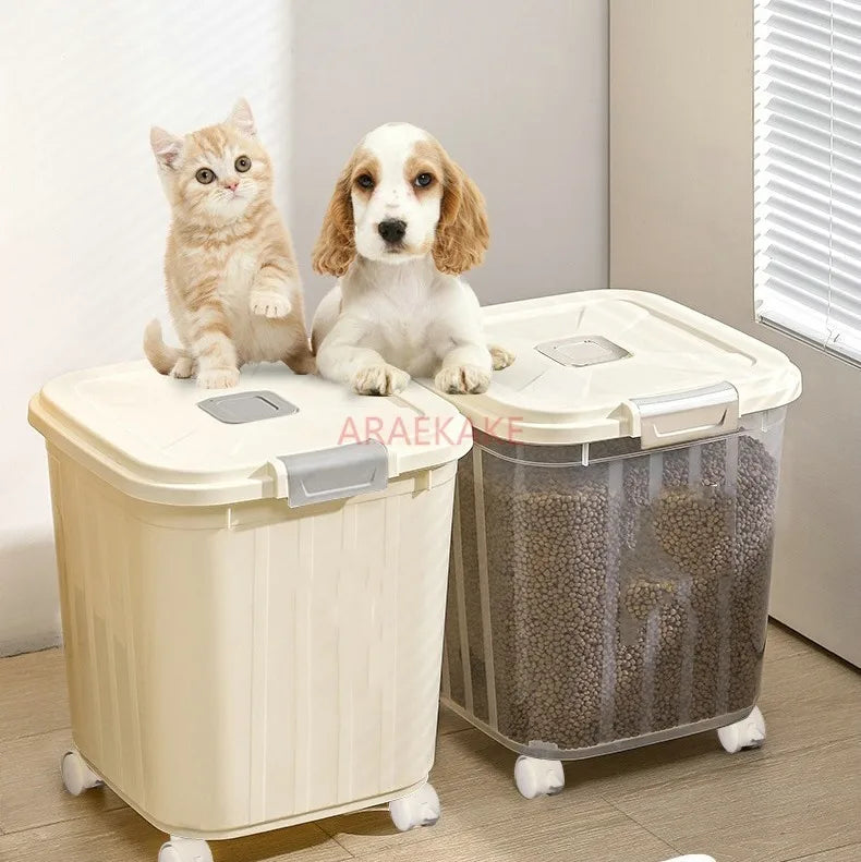Cat food storage bucket, dog food sealed bucket, cat pet moisture-proof storage bucket, household snacks freeze-dried food store