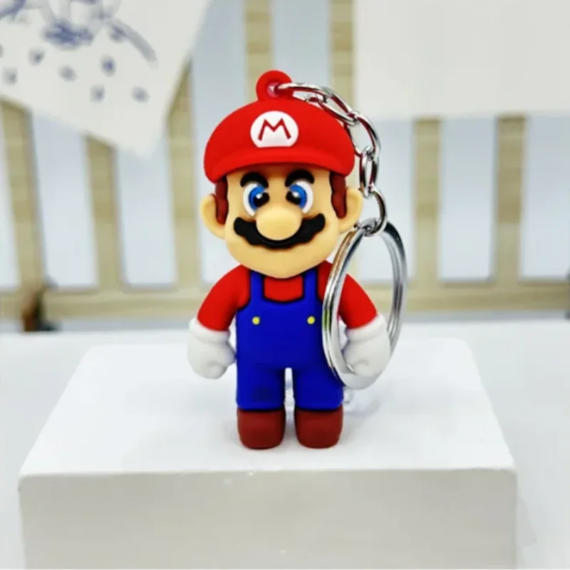 Super Mario Keychain Mario Bros Luigi Toad Yoshi Bowser Action Figure Model AccesoriosPVC Cartoon Bag Doll Pendant Toys Gift 